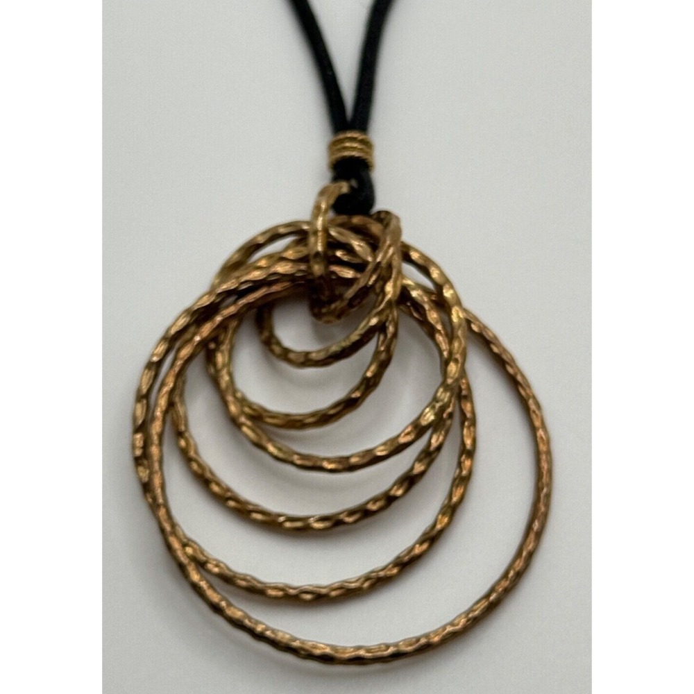 Etrusca Veronese Sterling Silver Gold Tone Circles Pendant Cord‎ Necklace
